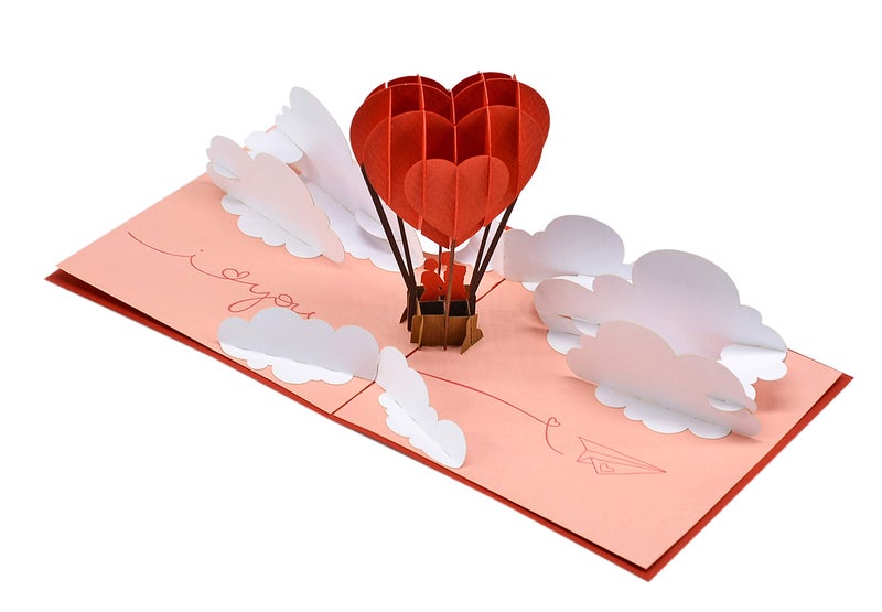 CUT POPUP.COM CUTPOPUP Anniversary Card Pop Up, Valentines Day, Wedding 3D Greeting Card, Valentine's Day, Romantic Love (Air Balloon) - Image 5